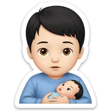 black hair infant 1year old sticker