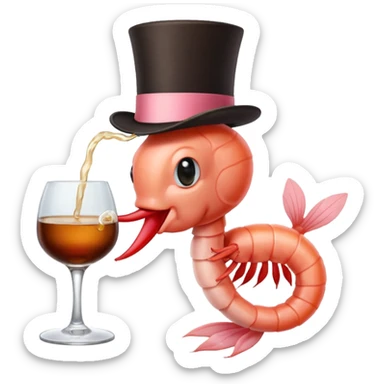 A SHRIMP DRINKING BOURBON, CLASSY sticker