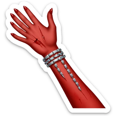 Wrist with nails hammered into it in a line. sticker