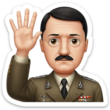 Hitler with hailing with one hand and painting with the other hand sticker