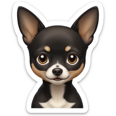 Very Dark black Chihuahua with white markings On the neck In Telegram style sticker