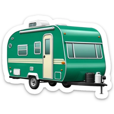 Shasta travel trailer, colored all green, the same green shade as movie trailer green preview card sticker