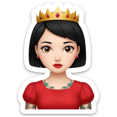 Tattooed princesses red dress short hair sticker