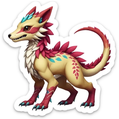 Rare realistic exotic cute epic pretty beautiful handsome gorgeous aesthetic colorful vibrant Vernid-Protogen-Primagen-Wickerbeast-Sergal-species-Fakemon-hybrid-creature by LiLaiRa, beautiful intricate markings, full body sticker