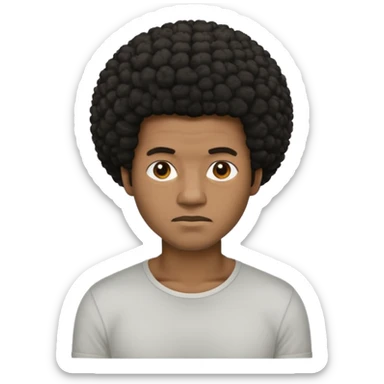  Afro not smiling and black skin color emoji male sticker