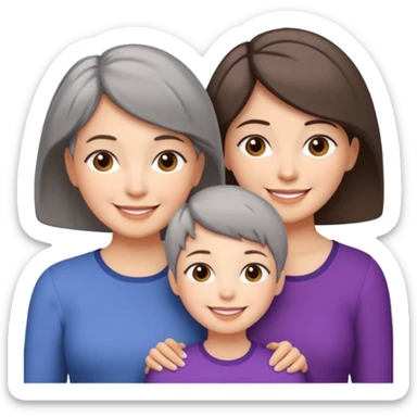 A mum with short Gray hair and her two adult daughters with brown hair sticker