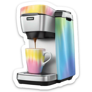 Realistic pastel tie dye keurig coffee machine  sticker