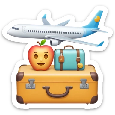 Premium travel moodboard emoji, Apple-style 3D emoji, pastel gradients, minimal travel symbols, calm aesthetic, soft shadows, high-detail, square app icon. sticker