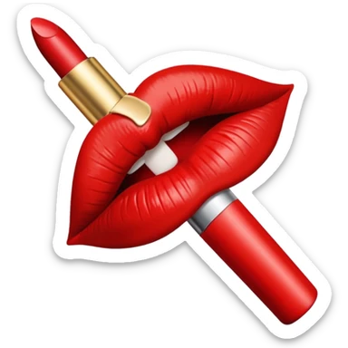 red kiss lipstick print sticker