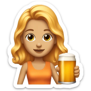 Una chica con el pelo naranja bebiendo cerveza y en un coche sticker