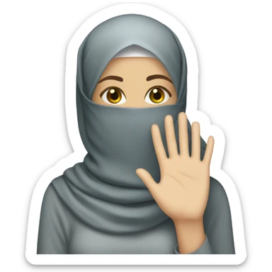 white Hijabi girl with covering her face with her hand sticker