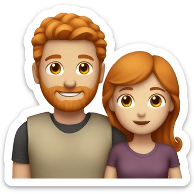 A man with ginger hair cuddling with a girl who has brown hair sticker