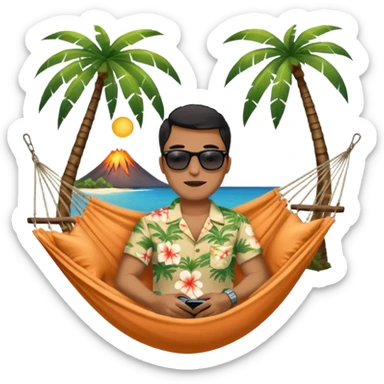 palm tree with hammock in Volcano Island sticker