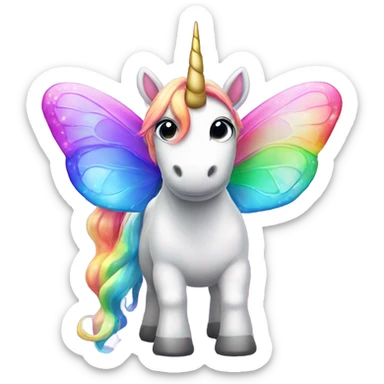 rainbow unicorn horned sparkling butterfly  sticker