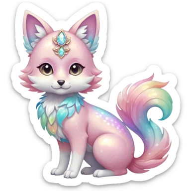 Multicolored sparkly marble Sakura shiny ethereal pastel iridescent light pale cute adorable pretty feminine elegant realistic floral exotic Falvie-Fionbri-fursona, full body sticker