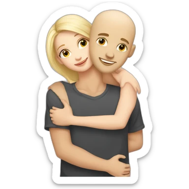 cute blonde girl with her bald boyfriend hugging each other sticker