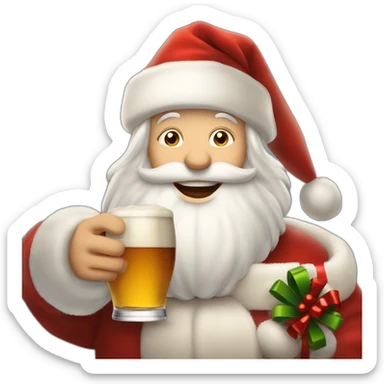 Père Noël qui offre un verre de bière à un enfant comme cadeau sticker