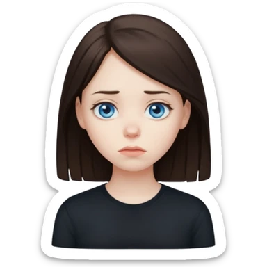 sad brunette blue eyed girl  sticker