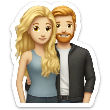 Blonde girl with her red beard blond hair boyfriend  sticker