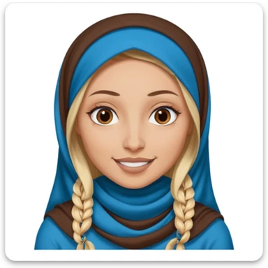 white girl with long blonde hair, blue eyes, tattoos, a septum nose piercing, and a dark skinned woman in a hijab with brown eyes sticker