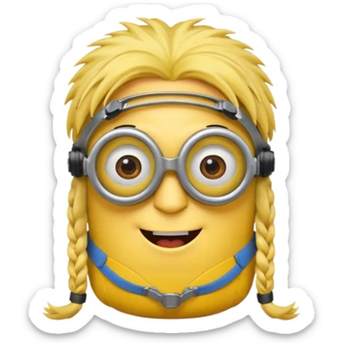 Minion emoji with a round head like normal emojis and a smurk like this emoji but a minion so basically that emoji with the goggles and the hair and not a funny head shape 😏 it should look like an actual minion not a human  sticker