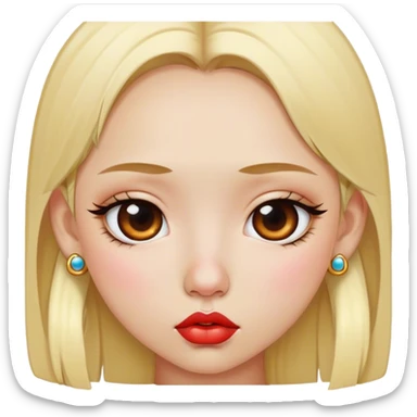Girl with blonde hair piercing on the nose thick lips and Chinese eyes sticker