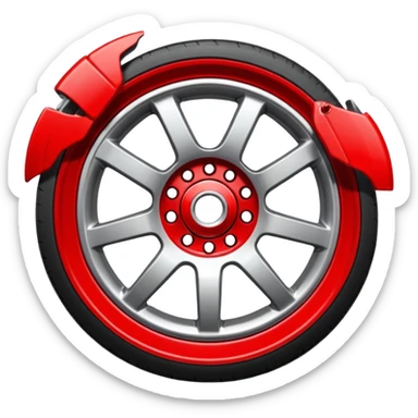 Car wheel emoji with red brake caliper sticker