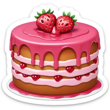  pink runny gooey strawberry jam kawaii cake sticker