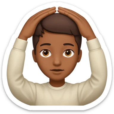 🥷🏽: inspire toi de cet emoji faisant en sorte qu’il est les mains sur les deux côtés de la tête  sticker