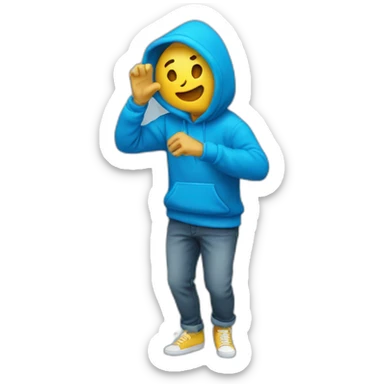 Personne qui dab avec un pull bleu sticker