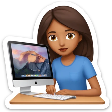 Brown Girl with Apple iMac  sticker