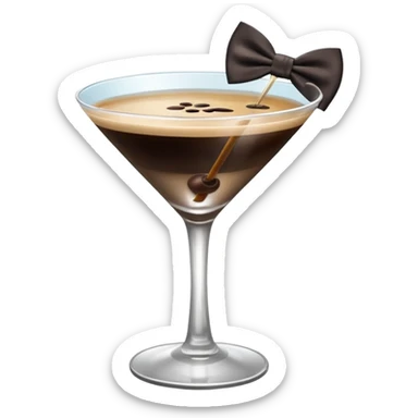 espresso martini with big Black Bow on martini على الكاس من تحت  sticker