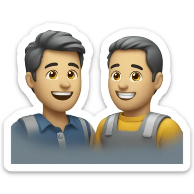 Two happy employees talking to each other  sticker