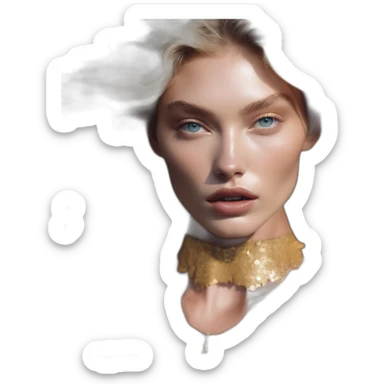 elsa hosk, david bellemere, Bare belly, Wings, Choker, Bathed in shadows, FOV 90 degrees, short lighting, L USM, Cold Colors, gilded technique, extremely hyper aesthetic, absurdres sticker