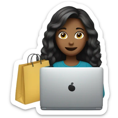 a girl doing shopping online on pc sticker