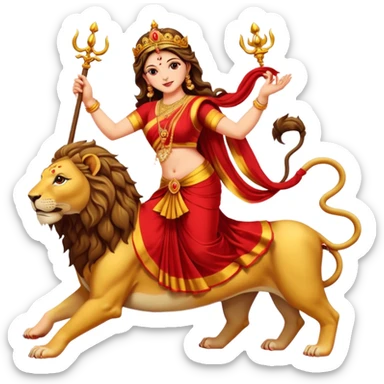 Divine Mother Durga & Lion in traditional pose. sticker