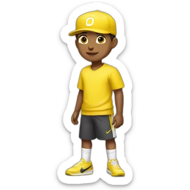 Morocho boy in yellow attire with a yellow Nike cap 🌟. sticker
