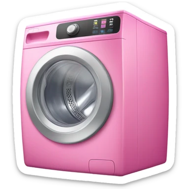 pink washing machine with a ribbon attached sticker
