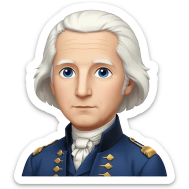 Draw George Washington with white hair, colonial suit & calm expression. sticker
