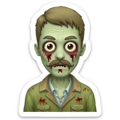 young zombie with long mustache sticker