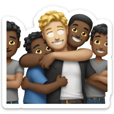 a guys hugging his friends sticker