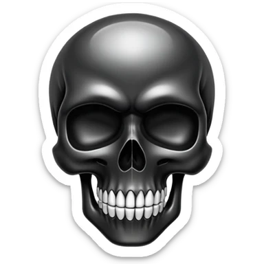 smooth glossy black skull with street style graffiti and cool brand logos, top view sticker
