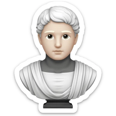 white classical roman bust, white stone, no other colours than white sticker
