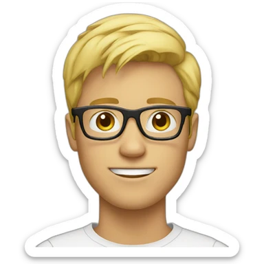 young blonde guy with glasses sticker
