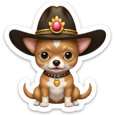 Chihuahua negro con cafe con sombrero de paja sticker