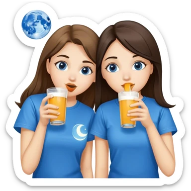 two girls chugging a blue moon  sticker