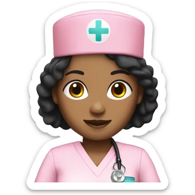  1 Nurse ,white skin woman, black hair ,pink scrubs  sticker