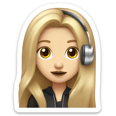 hazel eyed(brown eyes) with golden beautiful, long hair and big lips, pale skin and accurate nose as vampire with headphones  sticker