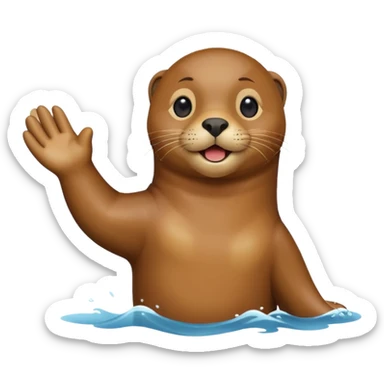 sea lion waving sticker