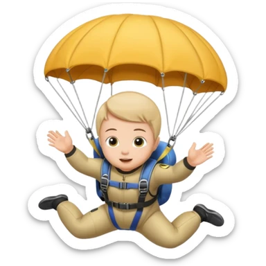 Skydiving baby with parachute and UFO sticker